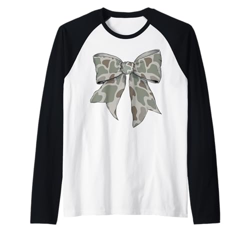 Hirsch Jagd Jäger Camouflage Camo Mädchen Kokette Schleife Raglan Hirsch Jagd Jäger Camouflage Camo Mädchen Kokette Schleife Raglan von Womens Coquette Bow Deer Hunting Hunter Gifts