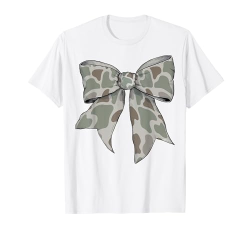 Hirsch Jagd Jäger Camouflage Camo Mädchen Kokette Schleife T-Shirt Hirsch Jagd Jäger Camouflage Camo Mädchen Kokette Schleife T-Shirt von Womens Coquette Bow Deer Hunting Hunter Gifts