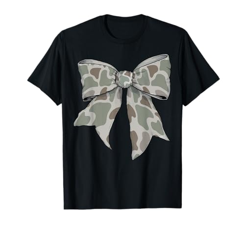 Hirsch Jagd Jäger Camouflage Camo Mädchen Kokette Schleife T-Shirt Hirsch Jagd Jäger Camouflage Camo Mädchen Kokette Schleife T-Shirt von Womens Coquette Bow Deer Hunting Hunter Gifts