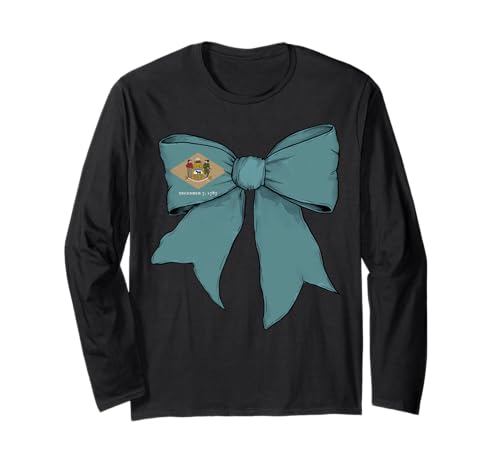 Delaware Schleifenband mit Staatsflagge für Mädchen Langarmshirt Delaware Schleifenband mit Staatsflagge für Mädchen Langarmshirt von Womens Coquette Bow Delaware Heritage Flag Gifts