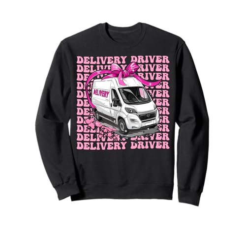 Zustellung Fahrer Paket Kurier Lieferwagen Girl Coquette Sweatshirt Zustellung Fahrer Paket Kurier Lieferwagen Girl Coquette Sweatshirt von Womens Coquette Bow Delivery Driver Parcel Gifts