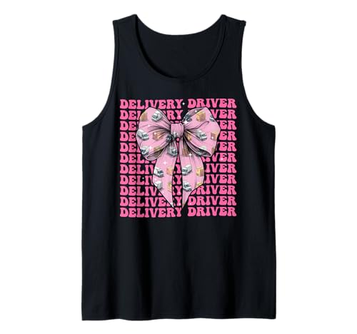 Zustellung Fahrer Paket Kurier Lieferwagen Girl Coquette Tank Top von Womens Coquette Bow Delivery Driver Parcel Gifts