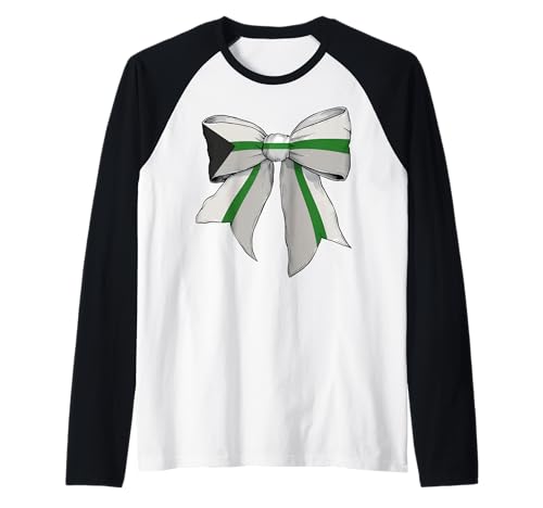 Demiromantic Pride Flag LGBTQ Coquette Bow für Mädchen Raglan von Womens Coquette Bow Demiromantic Pride LGBTQ Gifts