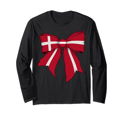 Dänemark Dänemark Dänemark Pride Flag Girl Coquette Bow Ribbon Langarmshirt Dänemark Dänemark Dänemark Pride Flag Girl Coquette Bow Ribbon Langarmshirt von Womens Coquette Bow Denmark Heritage Flag Gifts