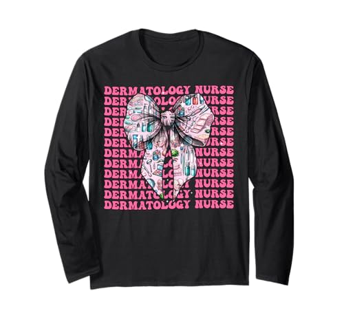 Dermatologie Krankenschwester Derm Girl Kokette Schleife Rosa Band Langarmshirt von Womens Coquette Bow Dermatology Nurse Derm Gifts