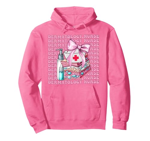 Dermatologie Krankenschwester Derm Girl Kokette Schleife Rosa Band Pullover Hoodie von Womens Coquette Bow Dermatology Nurse Derm Gifts