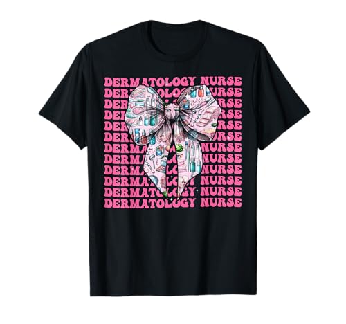 Dermatologie Krankenschwester Derm Girl Kokette Schleife Rosa Band T-Shirt von Womens Coquette Bow Dermatology Nurse Derm Gifts