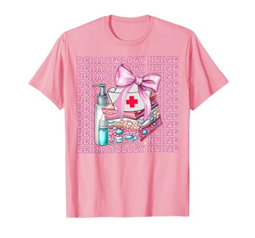 Dermatologie Krankenschwester Derm Girl Kokette Schleife Rosa Band T-Shirt von Womens Coquette Bow Dermatology Nurse Derm Gifts