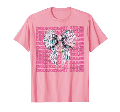 Dermatologie Krankenschwester Derm Girl Kokette Schleife Rosa Band T-Shirt von Womens Coquette Bow Dermatology Nurse Derm Gifts