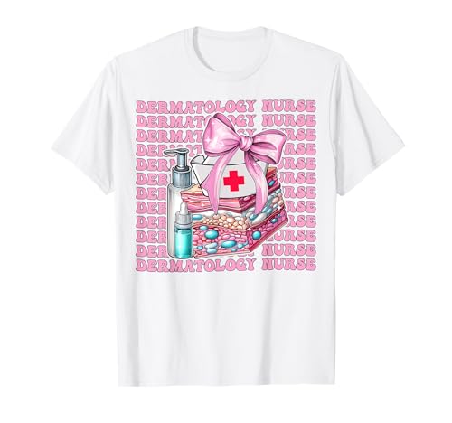 Dermatologie Krankenschwester Derm Girl Kokette Schleife Rosa Band T-Shirt von Womens Coquette Bow Dermatology Nurse Derm Gifts