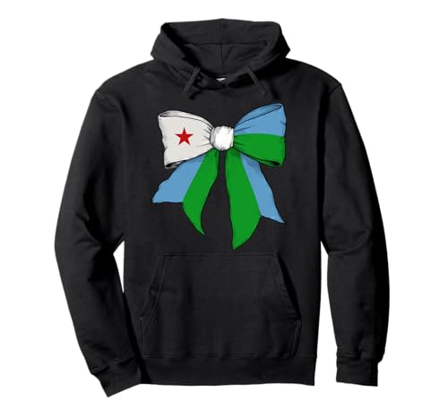 Dschibuti Dschibuti-Flagge, Mädchen, Kokette Schleife Pullover Hoodie Dschibuti Dschibuti-Flagge, Mädchen, Kokette Schleife Pullover Hoodie von Womens Coquette Bow Djibouti Heritage Flag Gifts