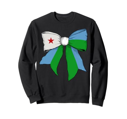 Dschibuti Dschibuti-Flagge, Mädchen, Kokette Schleife Sweatshirt Dschibuti Dschibuti-Flagge, Mädchen, Kokette Schleife Sweatshirt von Womens Coquette Bow Djibouti Heritage Flag Gifts