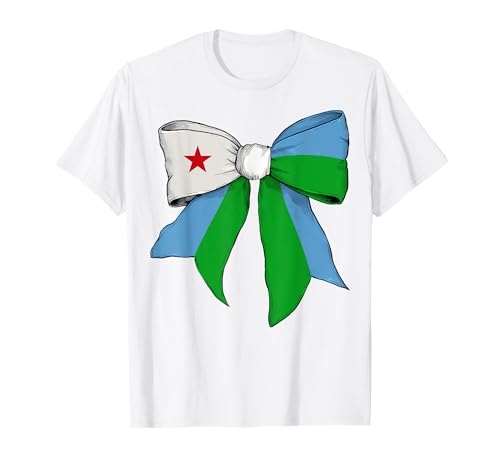 Dschibuti Dschibuti-Flagge, Mädchen, Kokette Schleife T-Shirt von Womens Coquette Bow Djibouti Heritage Flag Gifts