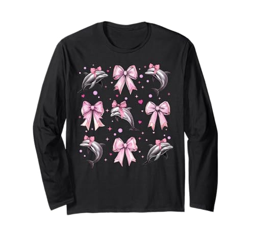Delphin Ocean Tier Mädchen Kokette Schleife Rosa Langarmshirt Delphin Ocean Tier Mädchen Kokette Schleife Rosa Langarmshirt von Womens Coquette Bow Dolphin Ocean Animal Gifts