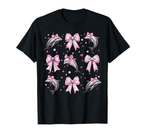 Delphin Ocean Tier Mädchen Kokette Schleife Rosa T-Shirt Delphin Ocean Tier Mädchen Kokette Schleife Rosa T-Shirt von Womens Coquette Bow Dolphin Ocean Animal Gifts