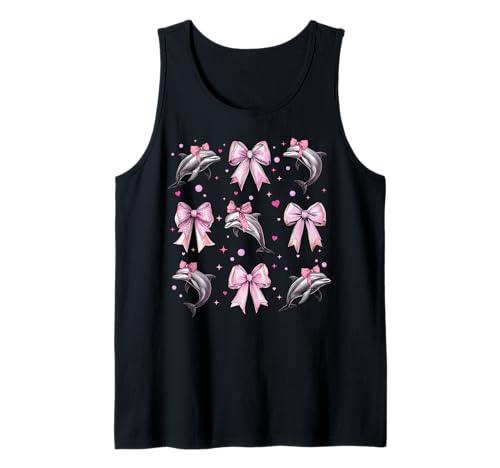 Delphin Ocean Tier Mädchen Kokette Schleife Rosa Tank Top Delphin Ocean Tier Mädchen Kokette Schleife Rosa Tank Top von Womens Coquette Bow Dolphin Ocean Animal Gifts