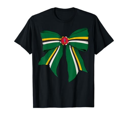 Kokettenschleifenband mit dominikanischer Flagge für Mädchen T-Shirt Kokettenschleifenband mit dominikanischer Flagge für Mädchen T-Shirt von Womens Coquette Bow Dominica Heritage Flag Gifts