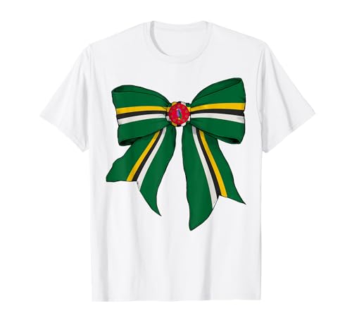 Kokettenschleifenband mit dominikanischer Flagge für Mädchen T-Shirt Kokettenschleifenband mit dominikanischer Flagge für Mädchen T-Shirt von Womens Coquette Bow Dominica Heritage Flag Gifts