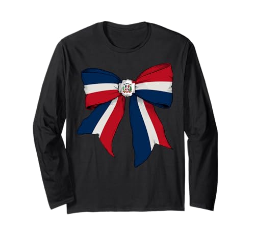 Dominikanische Republik Dominikanische Stolz Flagge Mädchen Kokette Schleife Langarmshirt Dominikanische Republik Dominikanische Stolz Flagge Mädchen Kokette Schleife Langarmshirt von Womens Coquette Bow Dominican Republic Gifts