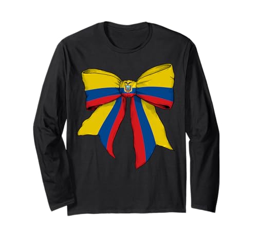 Ecuador Ecuadorianischer Stolz Flagge Mädchen Kokette Schleife Band Langarmshirt von Womens Coquette Bow Ecuador Heritage Flag Gifts