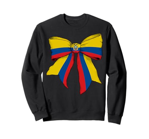 Ecuador Ecuadorianischer Stolz Flagge Mädchen Kokette Schleife Band Sweatshirt von Womens Coquette Bow Ecuador Heritage Flag Gifts