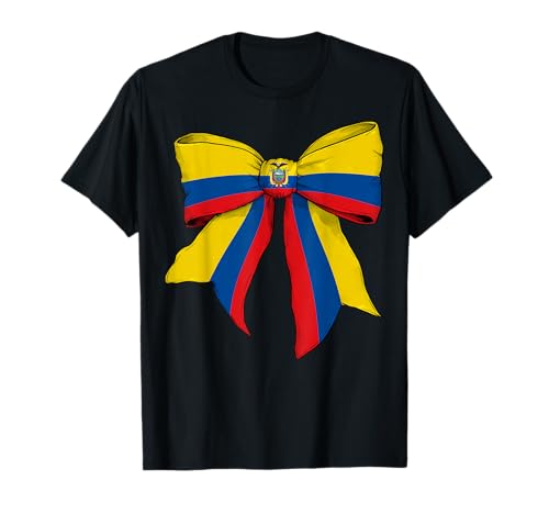 Ecuador Ecuadorianischer Stolz Flagge Mädchen Kokette Schleife Band T-Shirt von Womens Coquette Bow Ecuador Heritage Flag Gifts