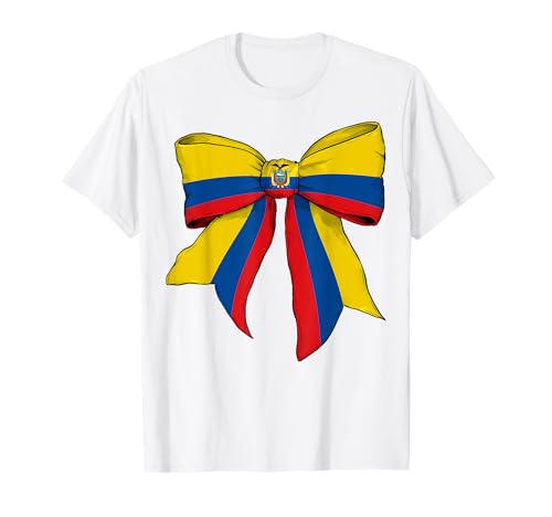 Ecuador Ecuadorianischer Stolz Flagge Mädchen Kokette Schleife Band T-Shirt von Womens Coquette Bow Ecuador Heritage Flag Gifts