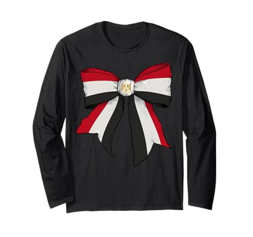 Ägypten Ägypten Pride Flagge Mädchen Kokette Schleife Band Langarmshirt von Womens Coquette Bow Egypt Heritage Flag Gifts