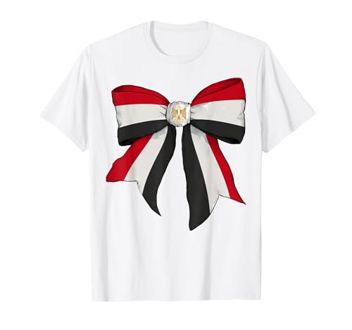 Ägypten Ägypten Pride Flagge Mädchen Kokette Schleife Band T-Shirt von Womens Coquette Bow Egypt Heritage Flag Gifts
