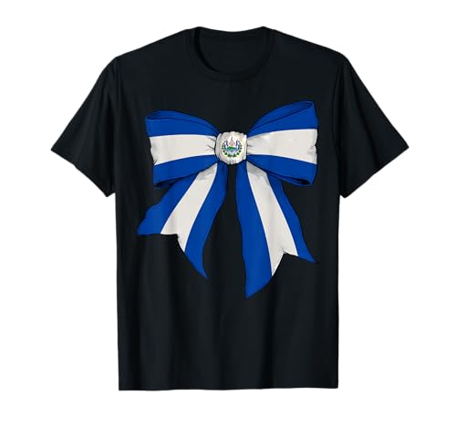 El Salvador Salvadorianischer Stolz Flagge Mädchen Kokette Schleife Band T-Shirt El Salvador Salvadorianischer Stolz Flagge Mädchen Kokette Schleife Band T-Shirt von Womens Coquette Bow El Salvador Heritage Gifts