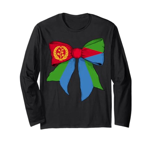 Eritrea Kongolesische Flagge Mädchen Kokette Schleife Band Langarmshirt von Womens Coquette Bow Eritrea Heritage Flag Gifts