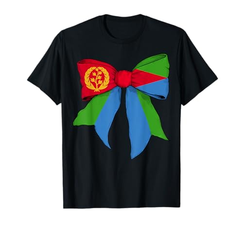 Eritrea Kongolesische Flagge Mädchen Kokette Schleife Band T-Shirt Eritrea Kongolesische Flagge Mädchen Kokette Schleife Band T-Shirt von Womens Coquette Bow Eritrea Heritage Flag Gifts