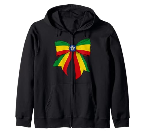 Äthiopien Äthiopien Stolz Flagge Mädchen Kokette Schleife Band Kapuzenjacke Äthiopien Äthiopien Stolz Flagge Mädchen Kokette Schleife Band Kapuzenjacke von Womens Coquette Bow Ethiopia Heritage Flag Gifts