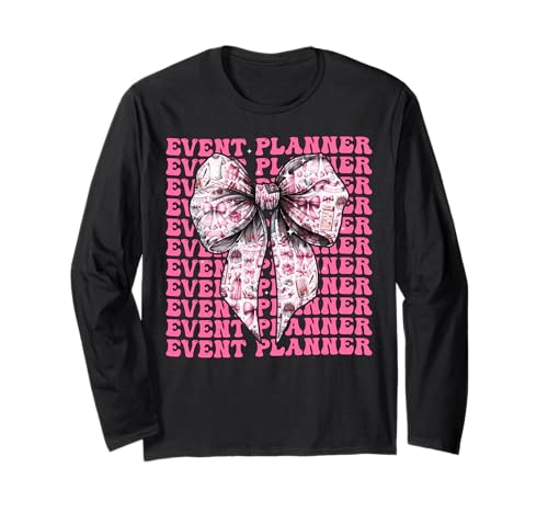 Eventplaner Planung Mädchen Kokette Schleife Rosa Schleife Langarmshirt von Womens Coquette Bow Event Planner Planning Gifts
