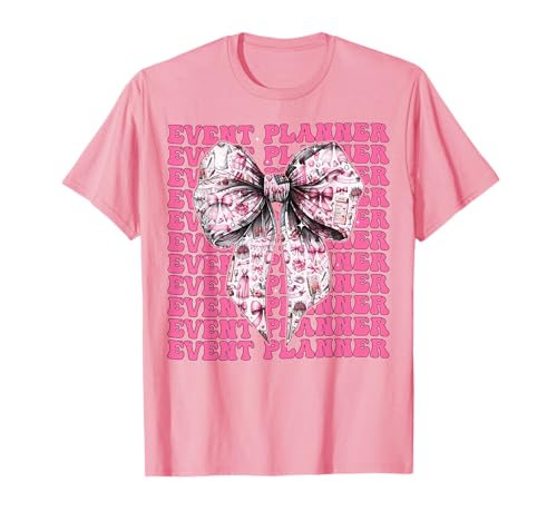 Eventplaner Planung Mädchen Kokette Schleife Rosa Schleife T-Shirt von Womens Coquette Bow Event Planner Planning Gifts
