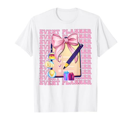 Eventplaner Planung Mädchen Kokette Schleife Rosa Schleife T-Shirt von Womens Coquette Bow Event Planner Planning Gifts