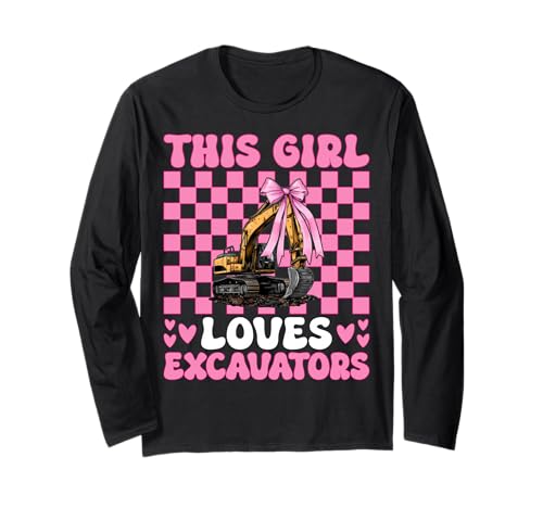 Dieses Mädchen liebt Baggerfahrer HEO Coquette Langarmshirt von Womens Coquette Bow Excavator Operator HEO Gifts