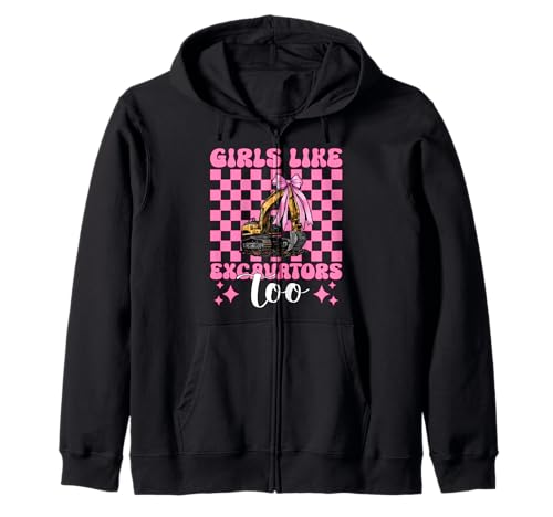Girls Like Excavators Too Bagger Operator Heavy Equipment Kapuzenjacke von Womens Coquette Bow Excavator Operator HEO Gifts