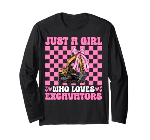 Just A Girl Who Loves Bagger Operator HEO Langarmshirt von Womens Coquette Bow Excavator Operator HEO Gifts