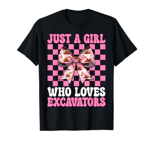 Just A Girl Who Loves Bagger Operator HEO T-Shirt von Womens Coquette Bow Excavator Operator HEO Gifts