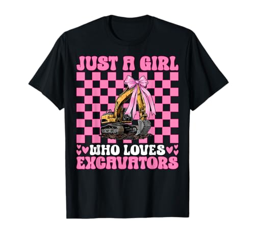 Just A Girl Who Loves Bagger Operator HEO T-Shirt von Womens Coquette Bow Excavator Operator HEO Gifts
