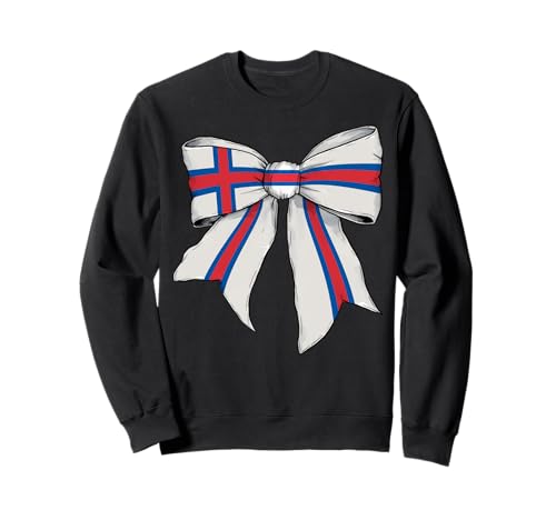 Färöer Inseln Färöer Pride Flagge Mädchen Kokette Schleife Band Sweatshirt von Womens Coquette Bow Faroe Islands Heritage Gifts