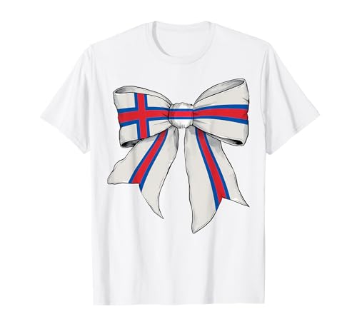 Färöer Inseln Färöer Pride Flagge Mädchen Kokette Schleife Band T-Shirt Färöer Inseln Färöer Pride Flagge Mädchen Kokette Schleife Band T-Shirt von Womens Coquette Bow Faroe Islands Heritage Gifts