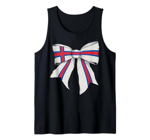 Färöer Inseln Färöer Pride Flagge Mädchen Kokette Schleife Band Tank Top von Womens Coquette Bow Faroe Islands Heritage Gifts