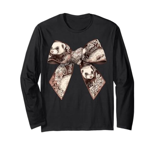 Frettchen Pet Girl Kokette Schleife Langarmshirt von Womens Coquette Bow Ferret Pet Gifts