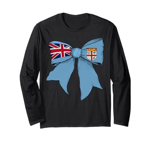Fidschi-Flagge, Mädchen, Kokette mit Schleife Langarmshirt Fidschi-Flagge, Mädchen, Kokette mit Schleife Langarmshirt von Womens Coquette Bow Fiji Heritage Flag Gifts