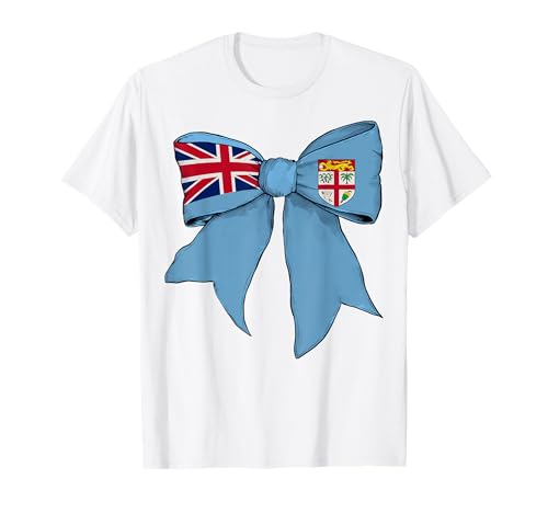 Fidschi-Flagge, Mädchen, Kokette mit Schleife T-Shirt von Womens Coquette Bow Fiji Heritage Flag Gifts