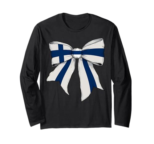Finnland Finnland Pride Flagge Mädchen Kokette Schleife Band Langarmshirt Finnland Finnland Pride Flagge Mädchen Kokette Schleife Band Langarmshirt von Womens Coquette Bow Finland Heritage Flag Gifts