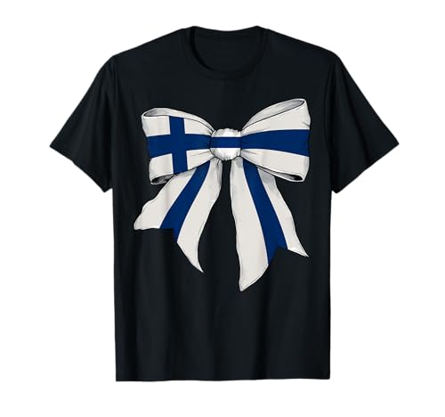 Finnland Finnland Pride Flagge Mädchen Kokette Schleife Band T-Shirt von Womens Coquette Bow Finland Heritage Flag Gifts