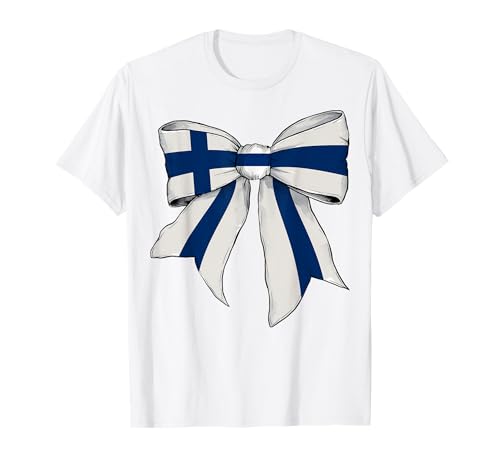 Finnland Finnland Pride Flagge Mädchen Kokette Schleife Band T-Shirt von Womens Coquette Bow Finland Heritage Flag Gifts